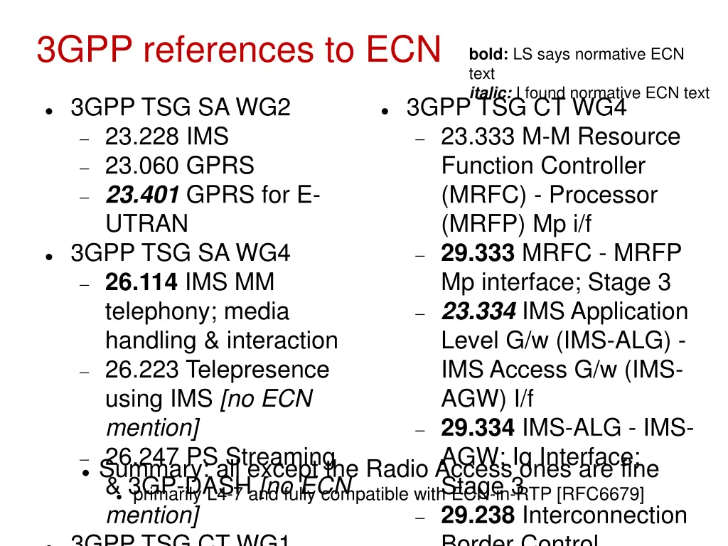 3gpp references to ecn