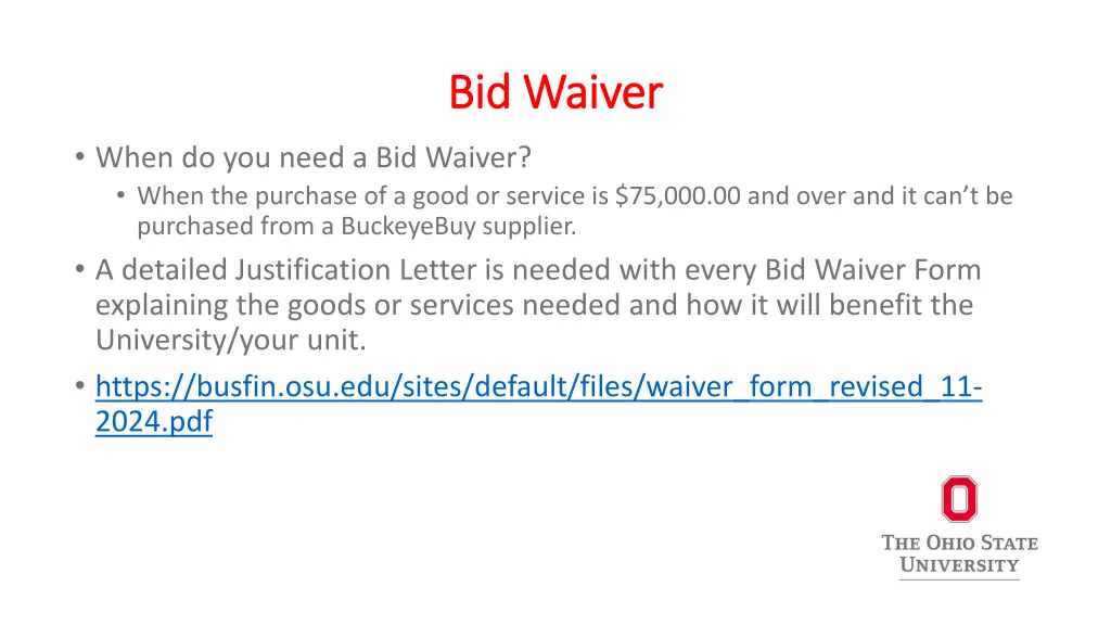 bid waiver bid waiver