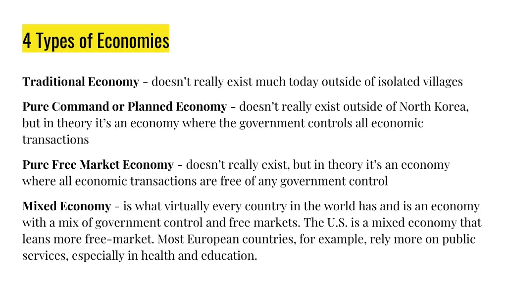 4 types of economies