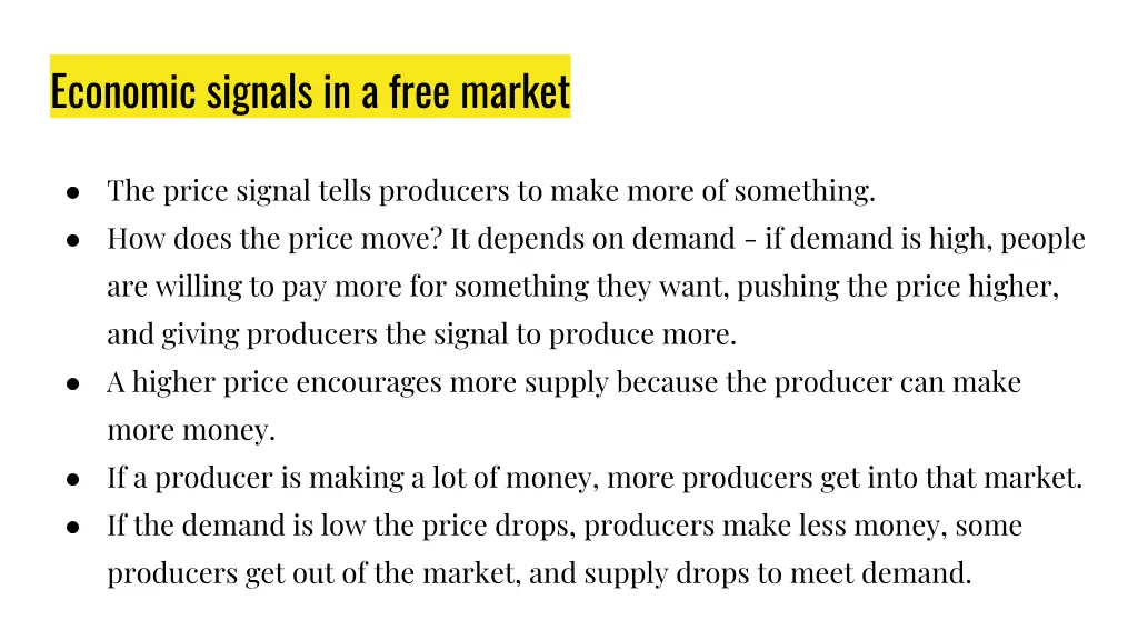 economic signals in a free market