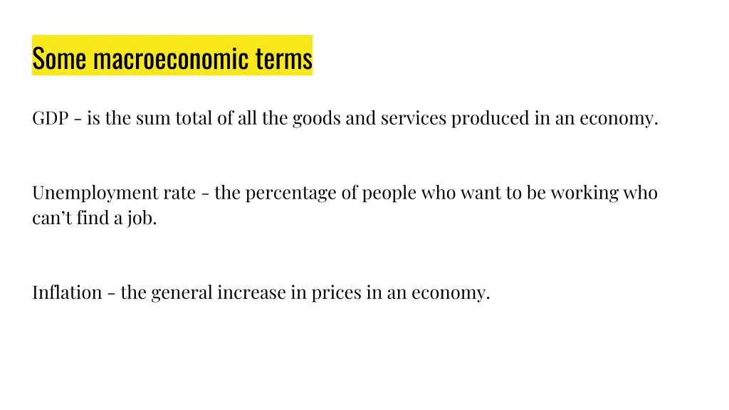 some macroeconomic terms