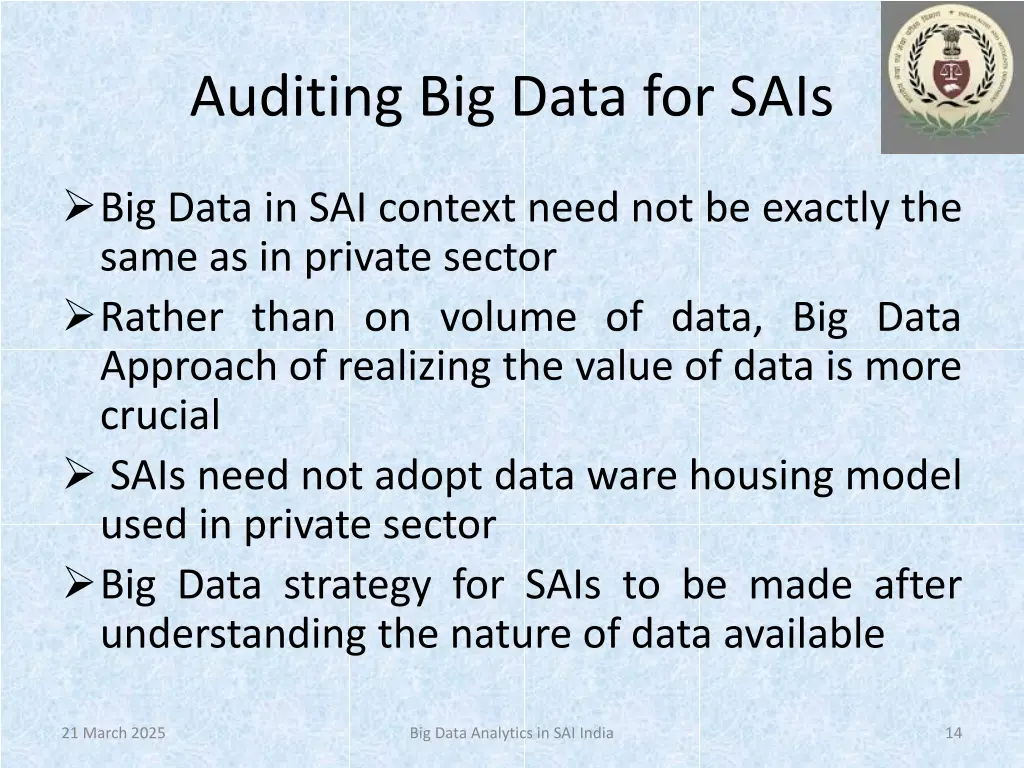 auditing big data for sais