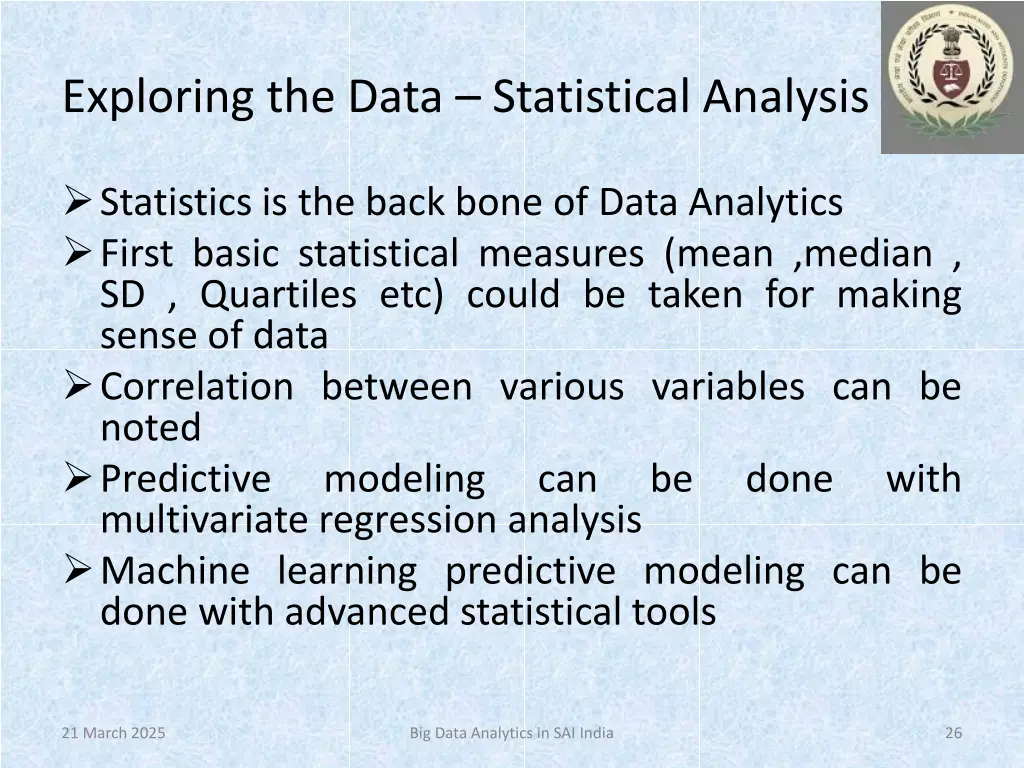 exploring the data statistical analysis