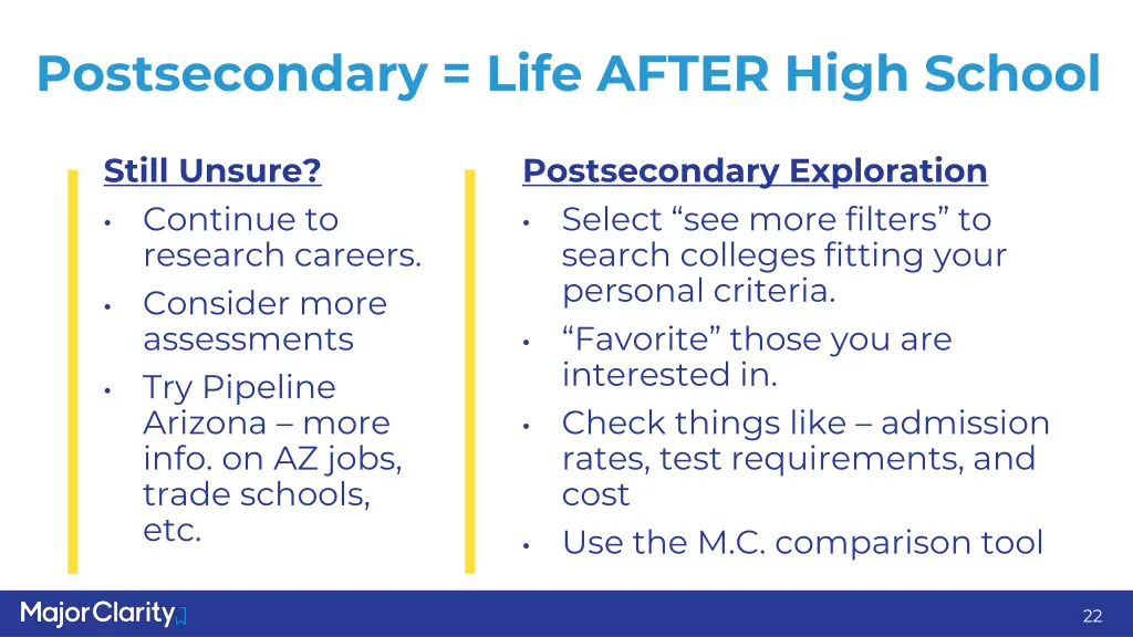 postsecondary life after high school
