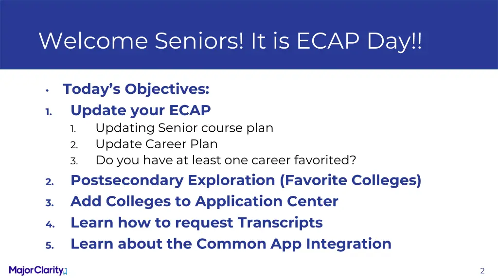 welcome seniors it is ecap day