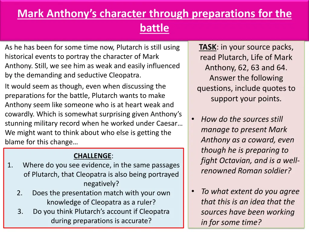 mark anthony s character through preparations