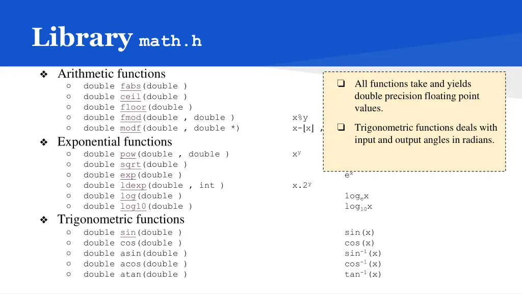 library math h