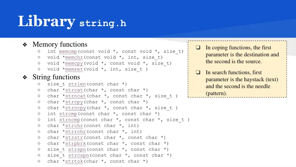 library string h