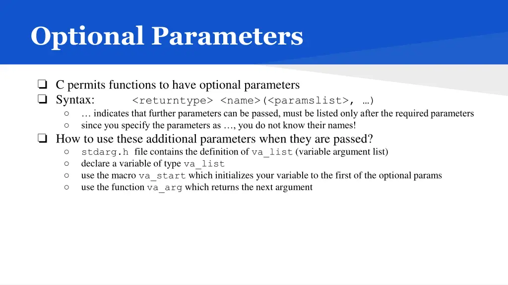 optional parameters