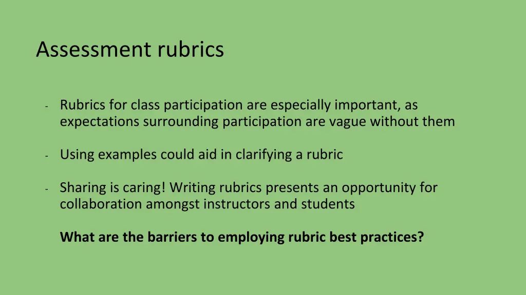 assessment rubrics