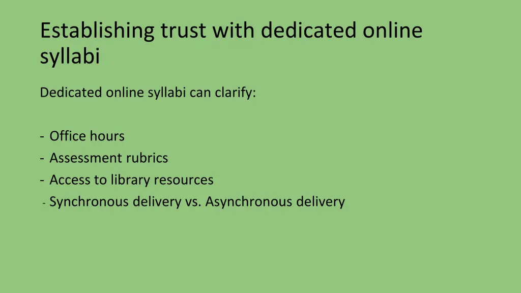 establishing trust with dedicated online syllabi