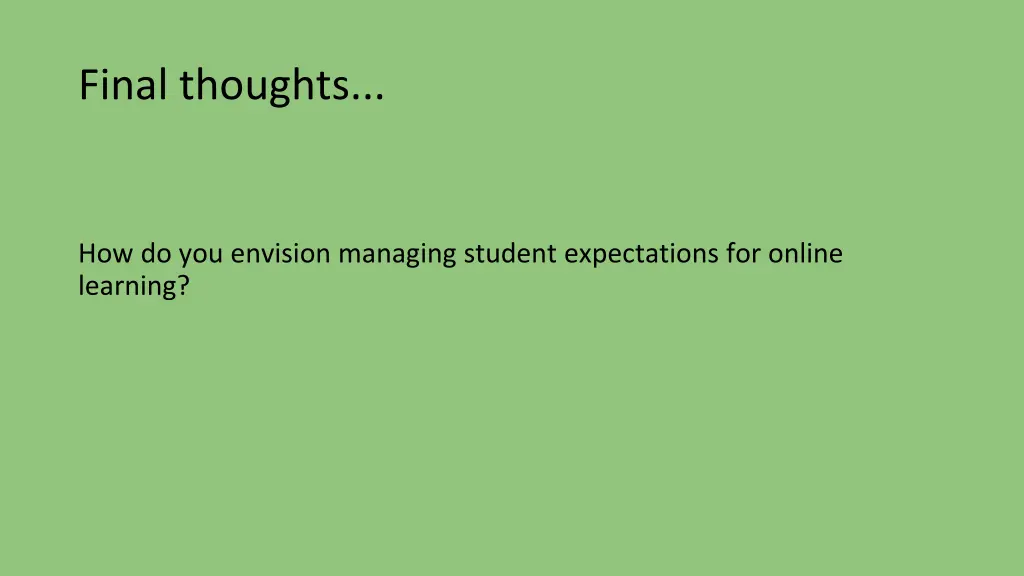 final thoughts