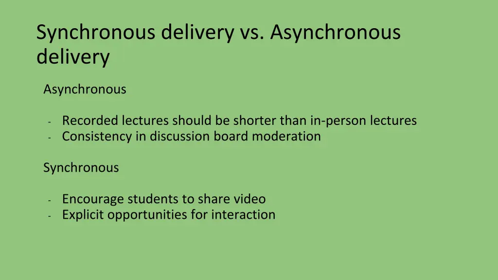 synchronous delivery vs asynchronous delivery