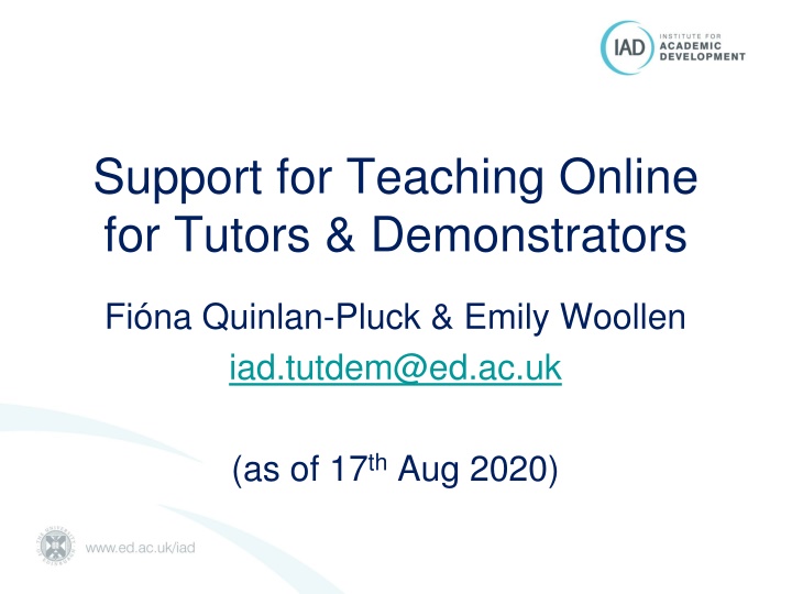 support for teaching online for tutors