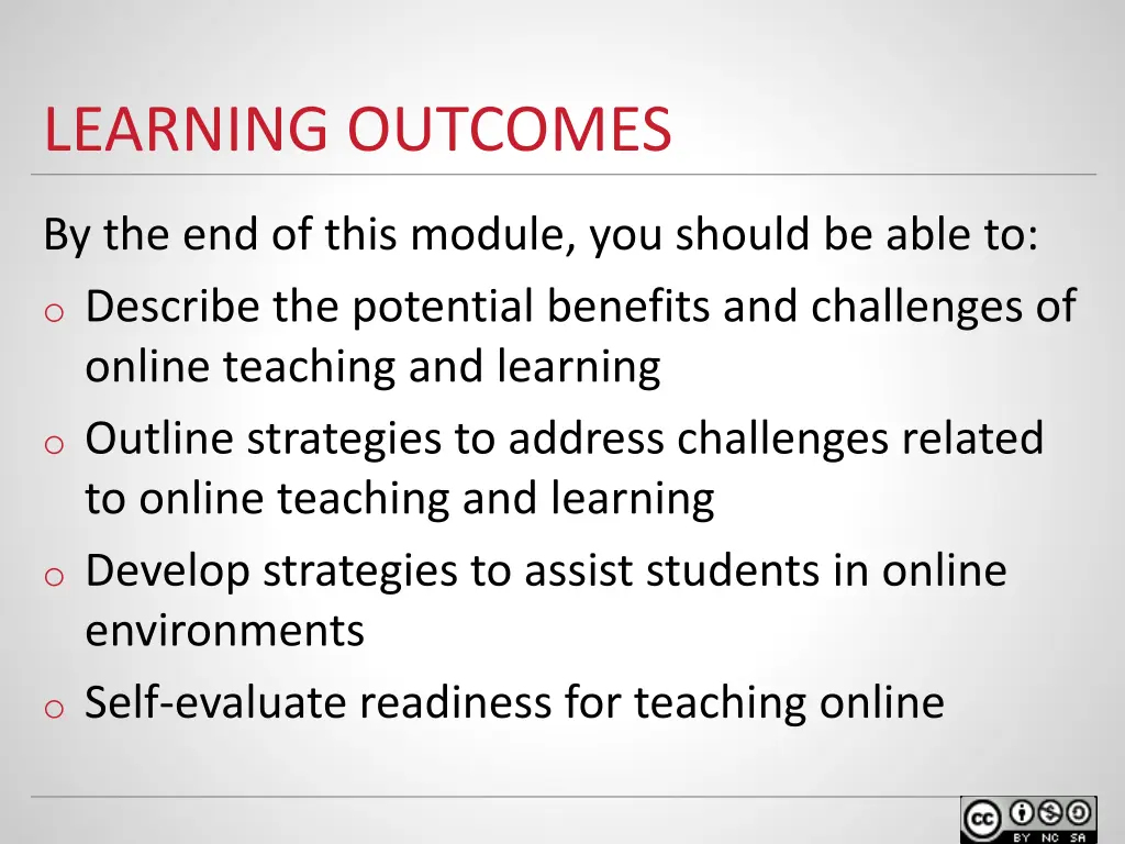 learning outcomes