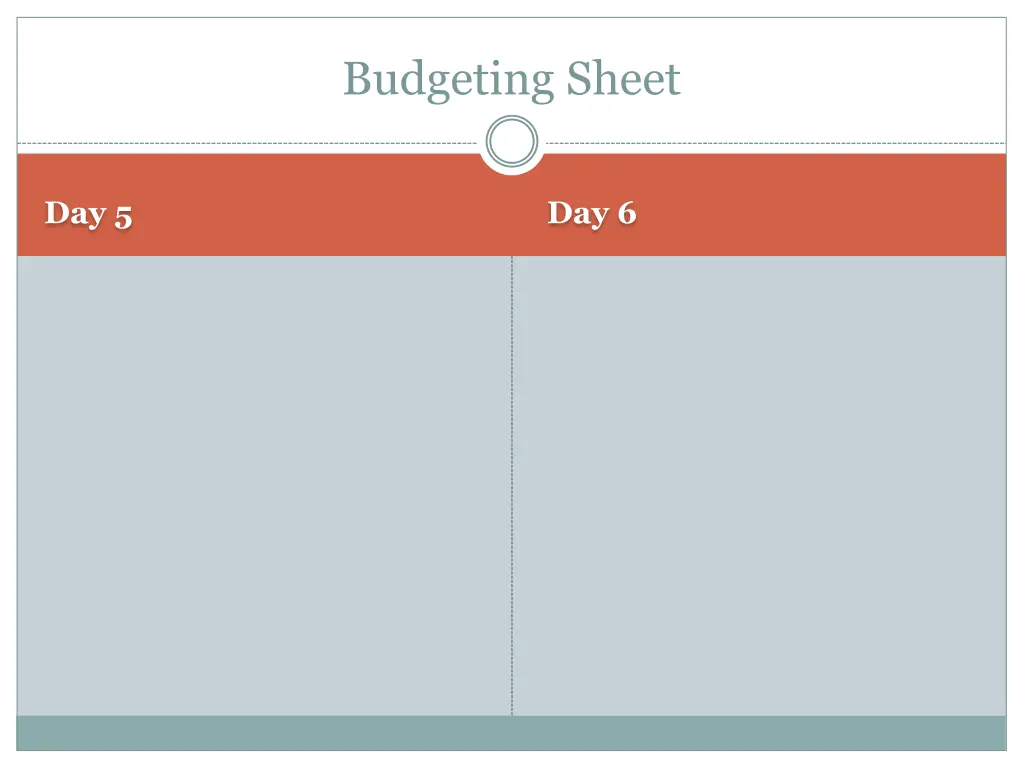 budgeting sheet 2