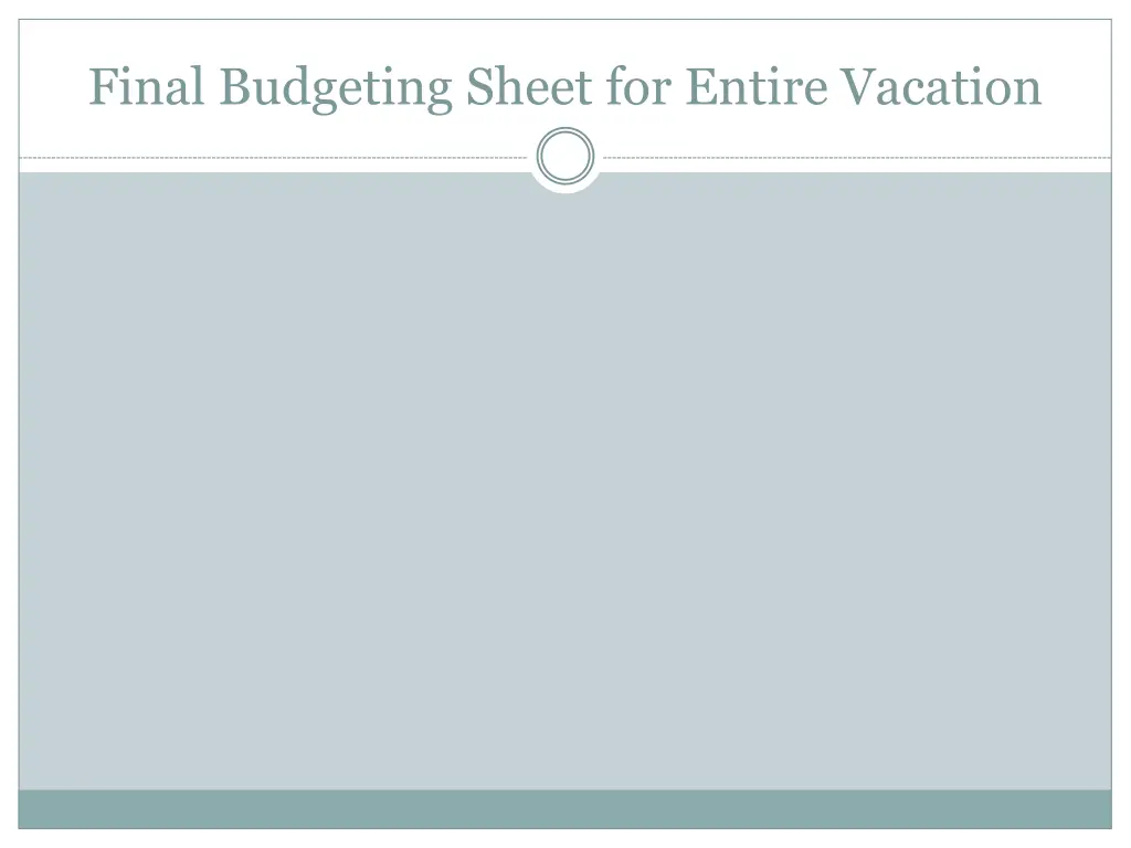 final budgeting sheet for entire vacation