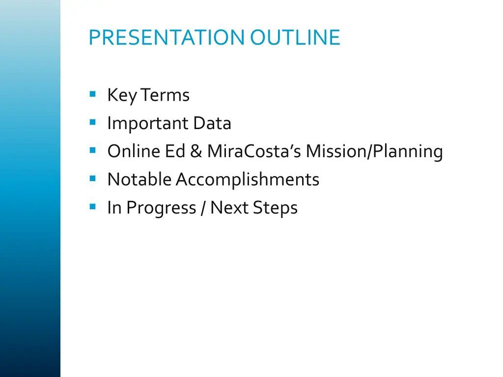 presentation outline