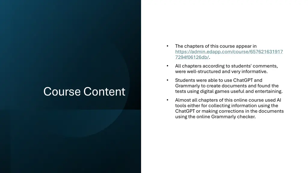 the chapters of this course appear in https admin