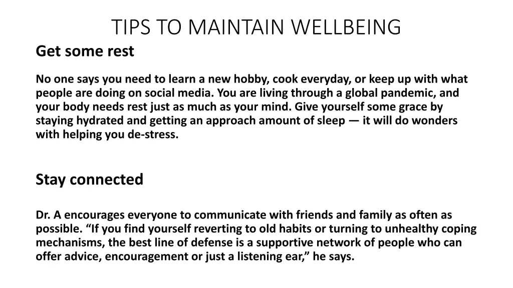 tips to maintain wellbeing get some rest