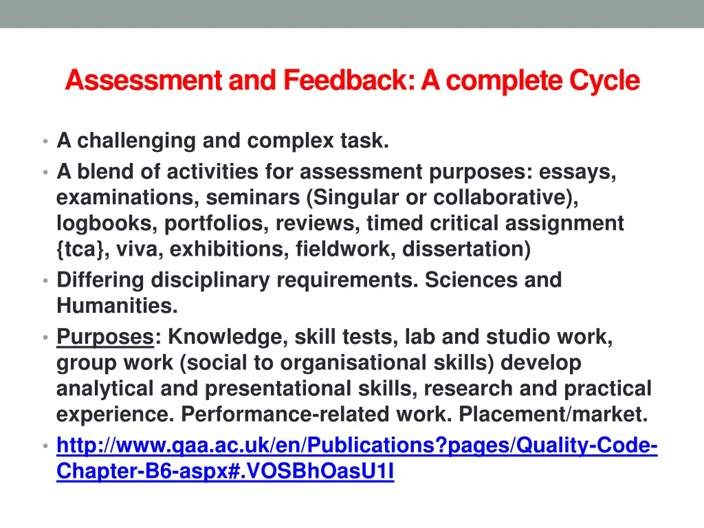 assessment and feedback a complete cycle