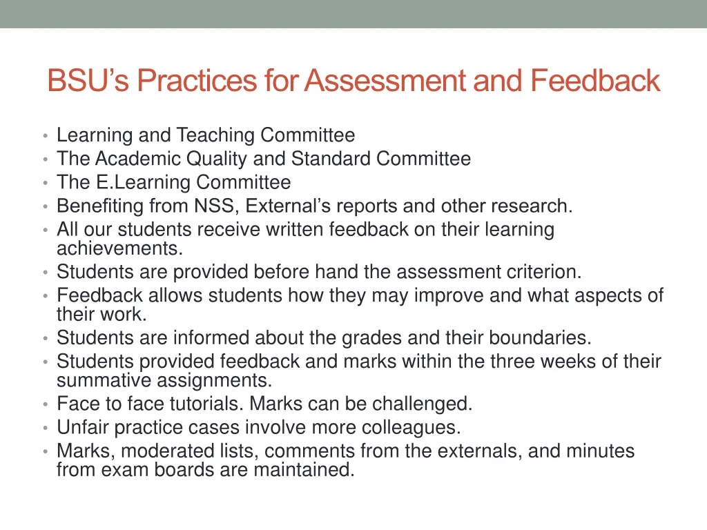 bsu s practices for assessment and feedback