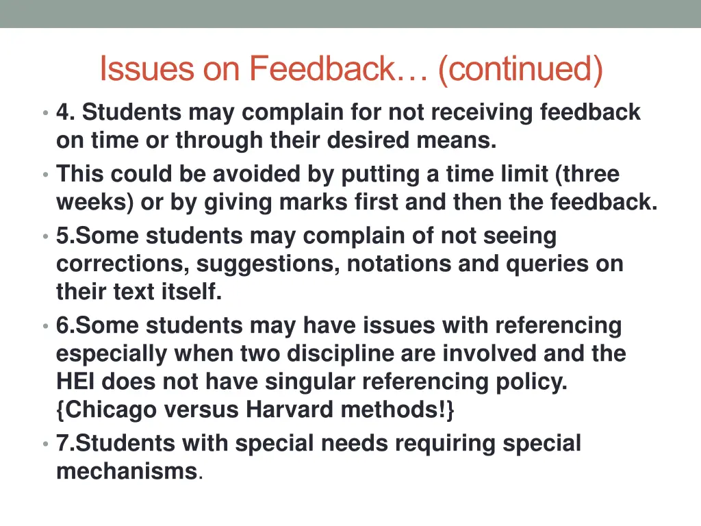 issues on feedback continued 4 students