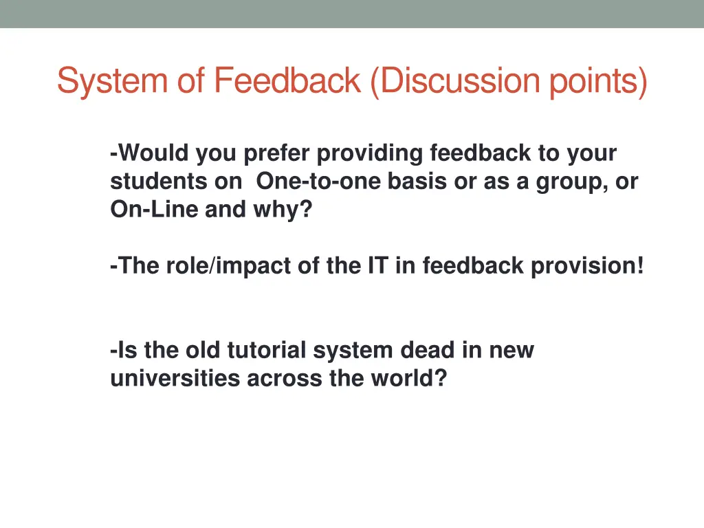 system of feedback discussion points