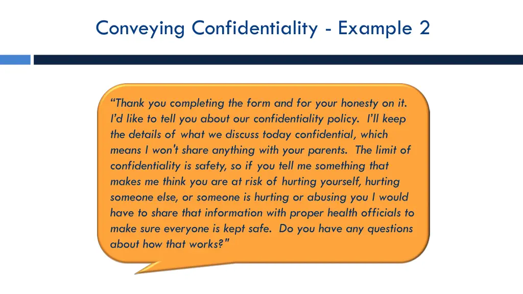 conveying confidentiality example 2