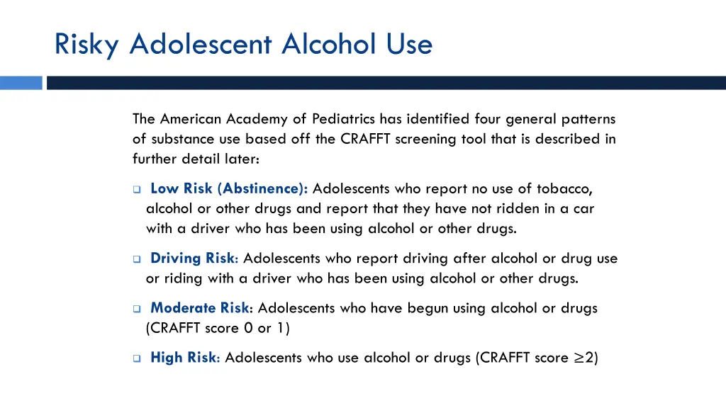 risky adolescent alcohol use