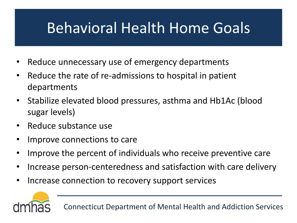 behavioral health home goals