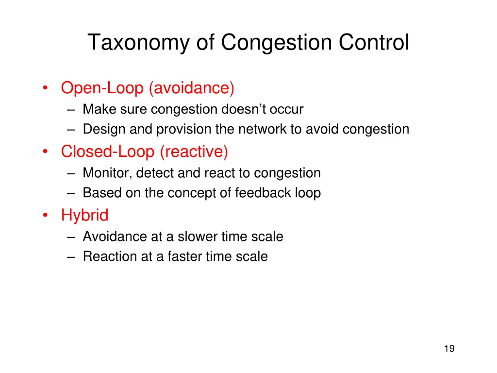 taxonomy of congestion control