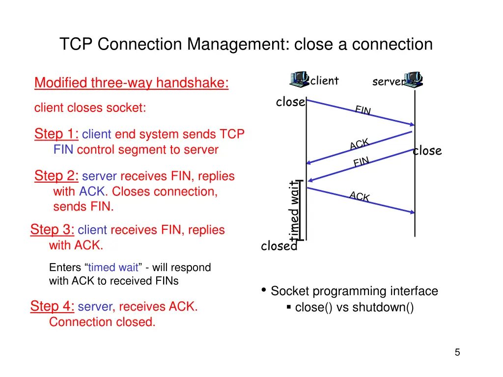 tcp connection management close a connection
