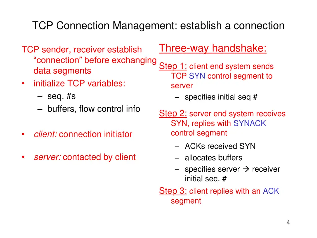 tcp connection management establish a connection