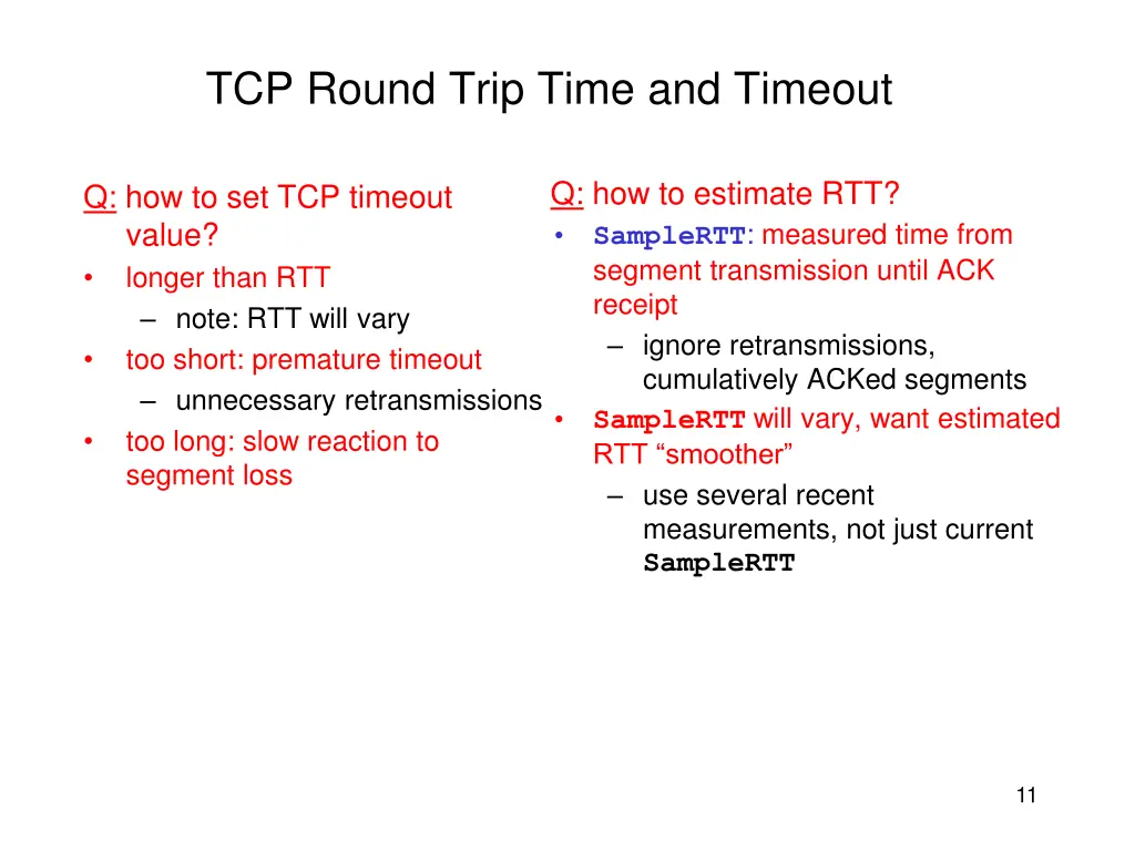 tcp round trip time and timeout