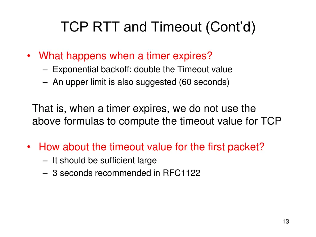 tcp rtt and timeout cont d