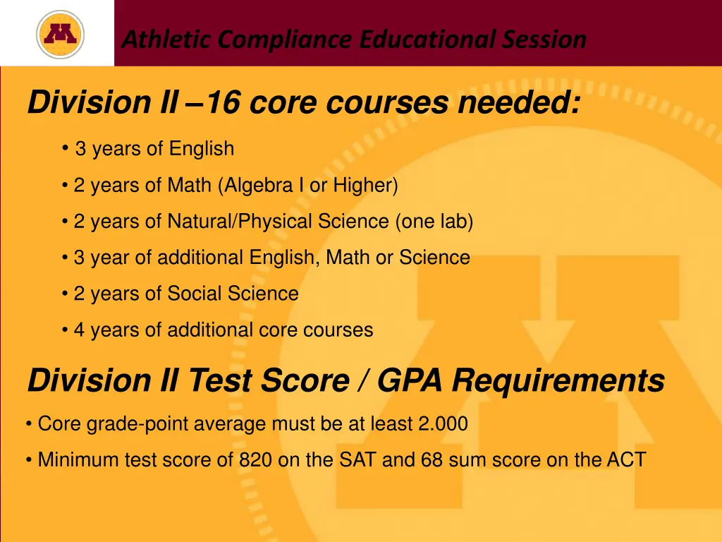 athletic compliance educational session 10