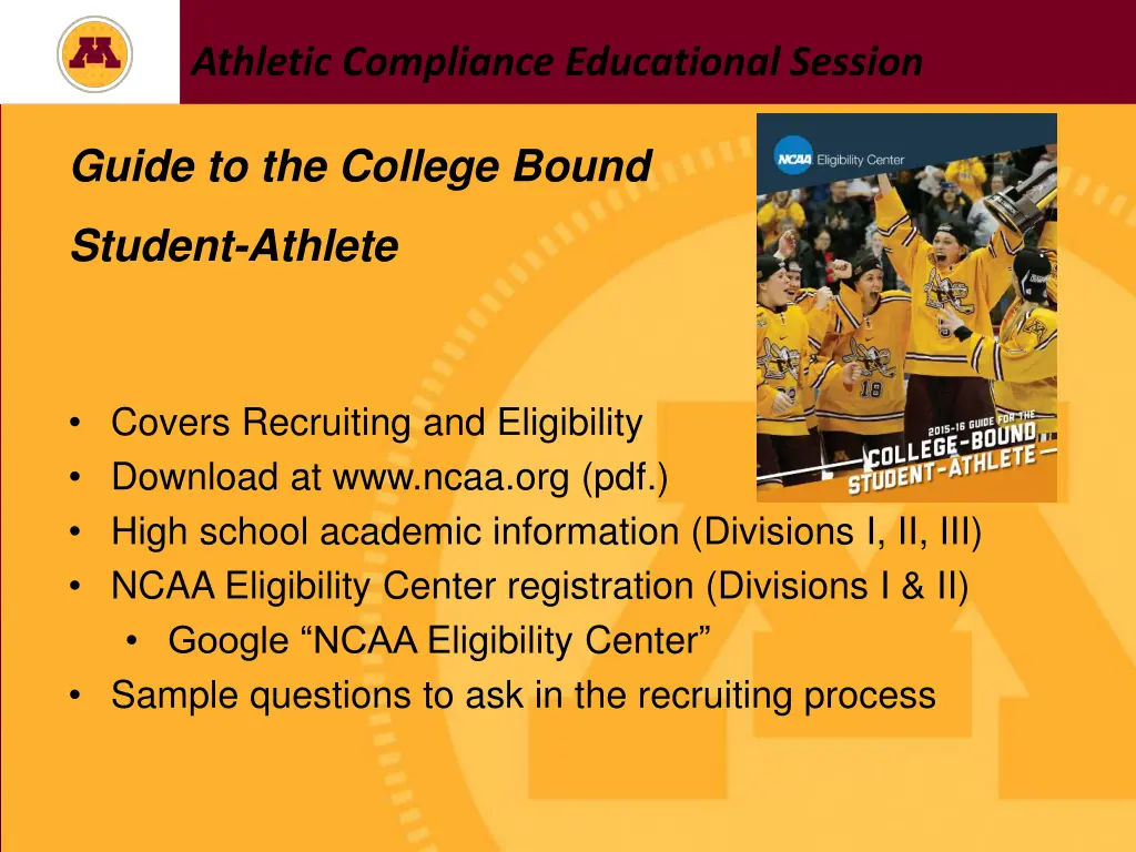 athletic compliance educational session 2