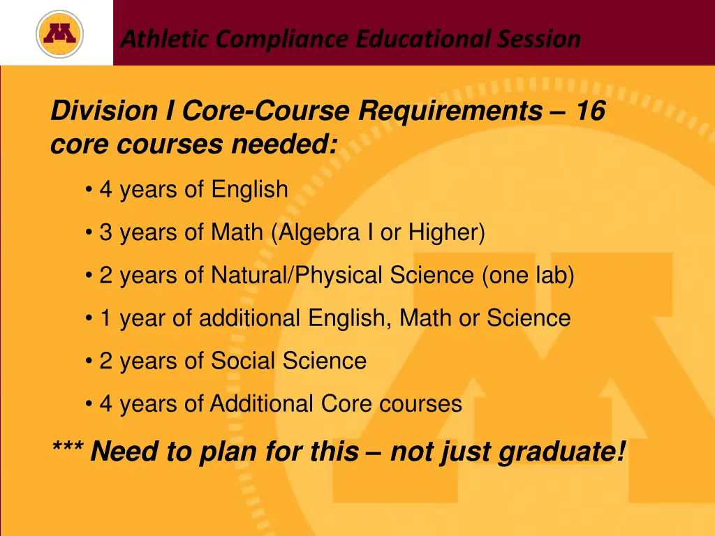 athletic compliance educational session 6