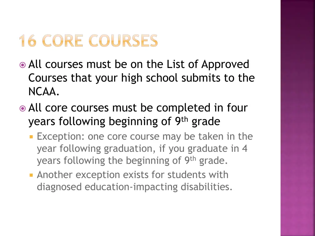 16 core courses 1