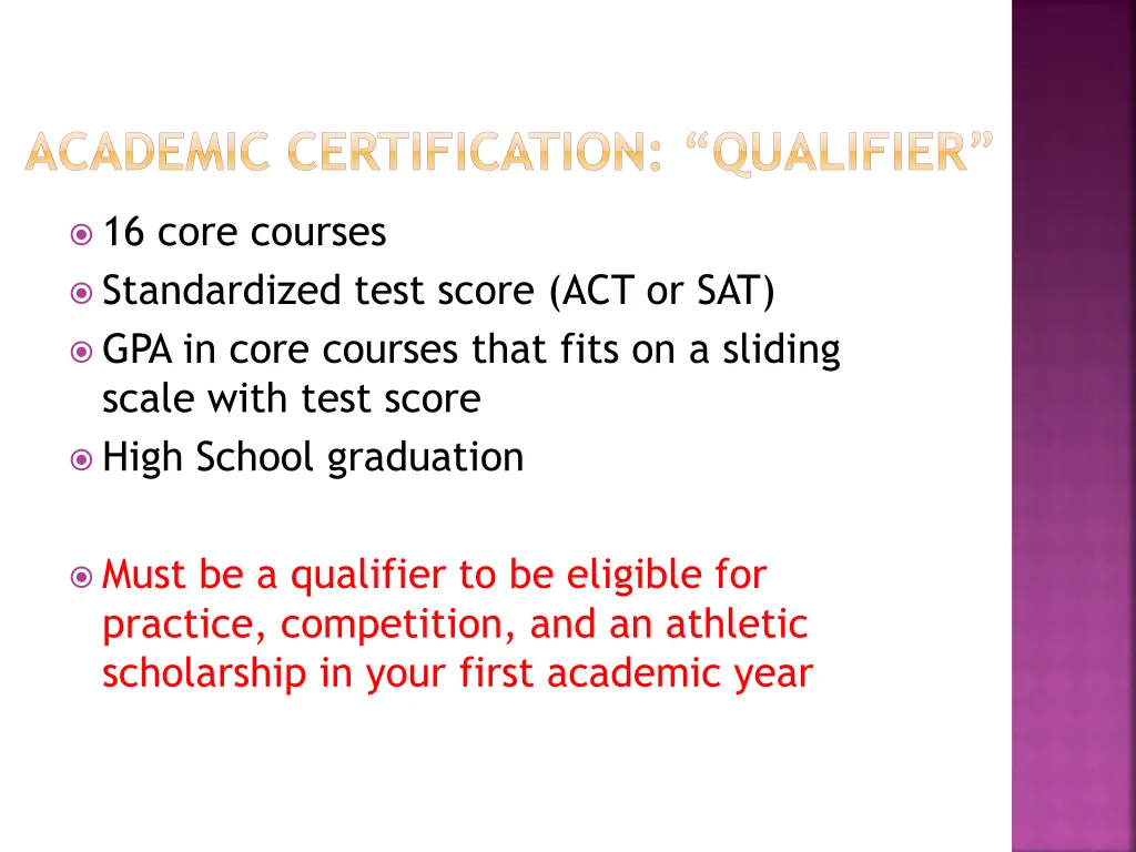 academic certification qualifier