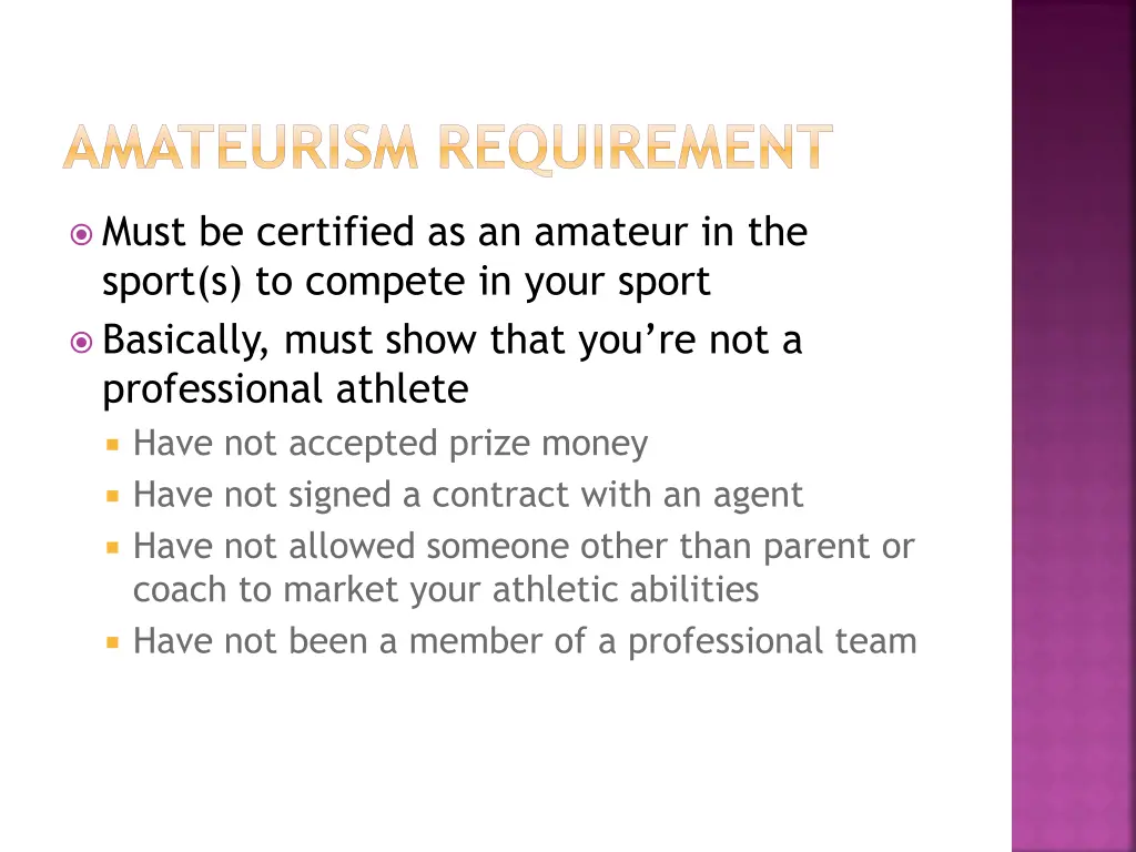 amateurism requirement