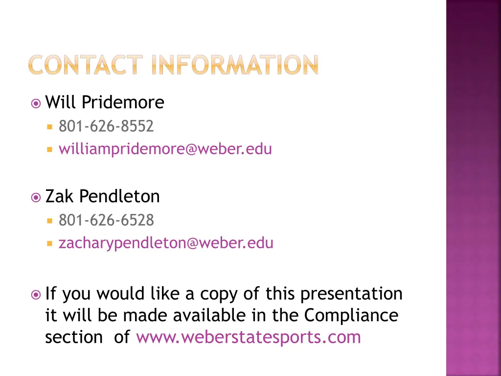 contact information