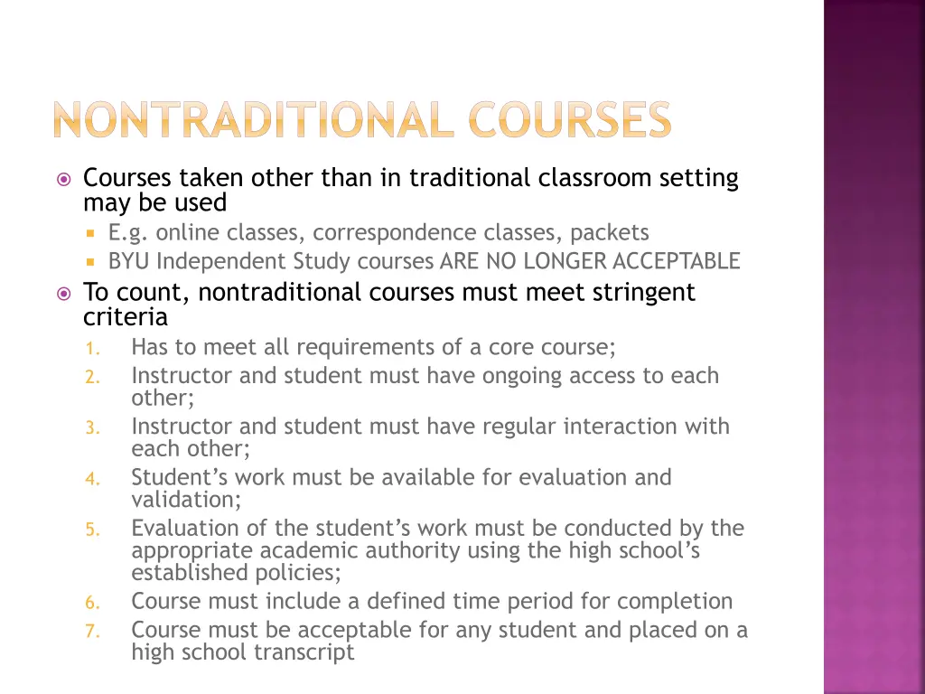 nontraditional courses