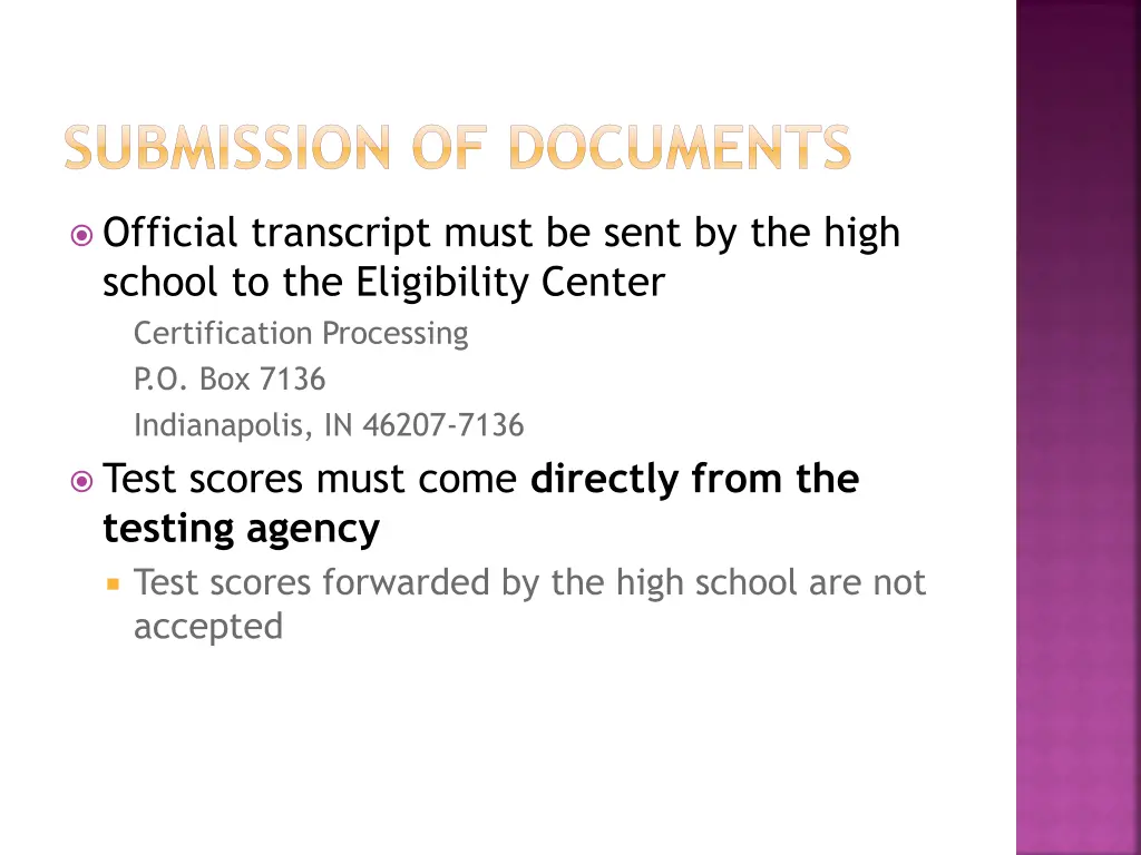 submission of documents