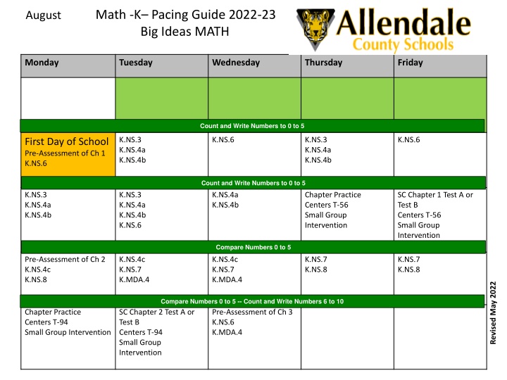 math k pacing guide 2022 23 big ideas math