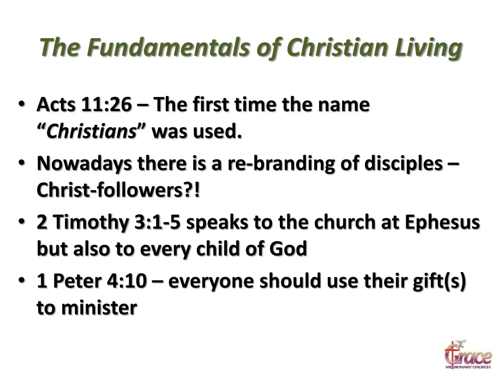 the fundamentals of christian living
