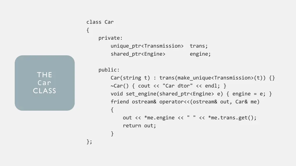 class car private unique ptr transmission trans