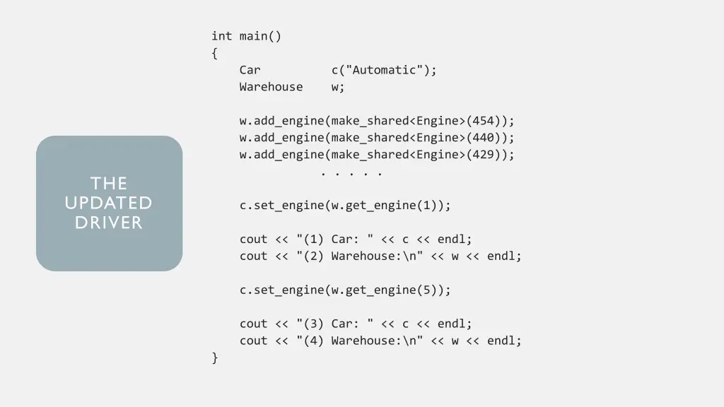 int main car c automatic warehouse w