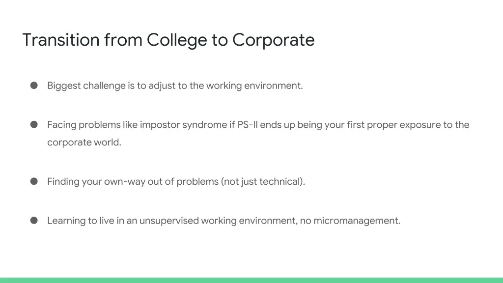 transition from college to corporate